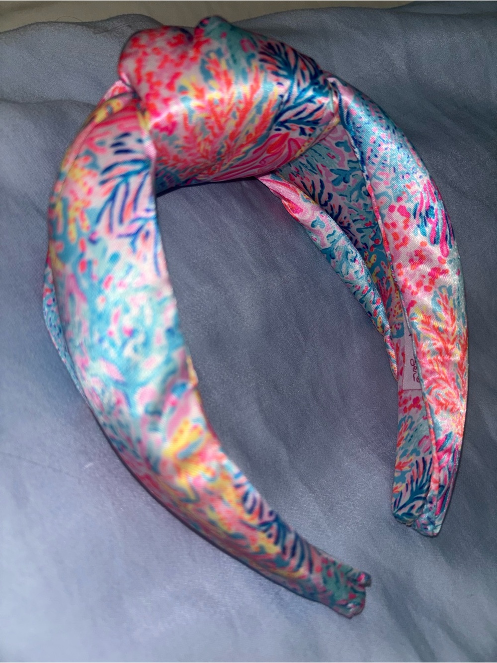 Colorful Lilly Pulitzer Coral Print Padded Headband - Pink & Teal